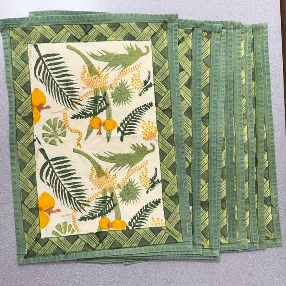 Couleur Nature Placemats Set of 9 Green Yellow Floral Flowers Botanical Paris - Picture 8 of 11